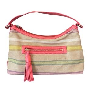 Kate Spade Pastel Striped Canvas Shoulder‎ Bag Gold Hardware